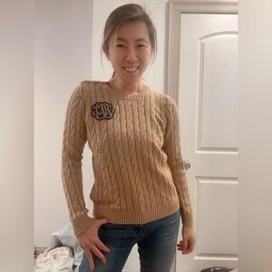 Ralph Lauren polo women badgepatch  cable knit sweater